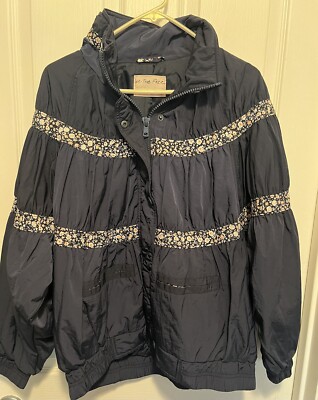 FREE PEOPLE ~ On My Mind Contrast Bomber Jacket ~ Navy Blue ~ S