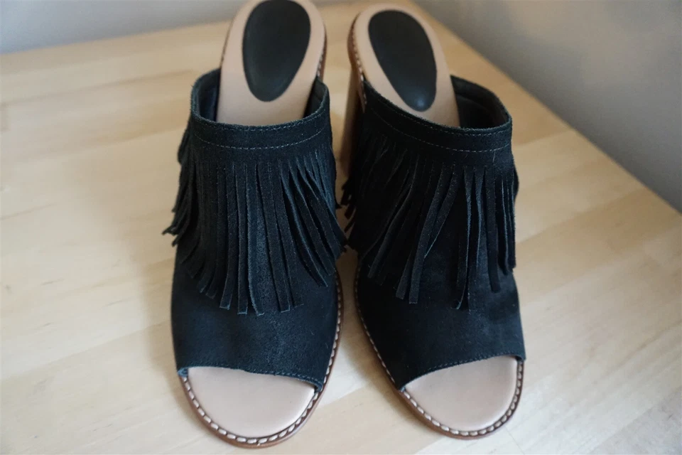 Sandalias Giani Bini Tacón Road Tripz Negro Gamuza Flecos Talla 10M Foto 2 de 4