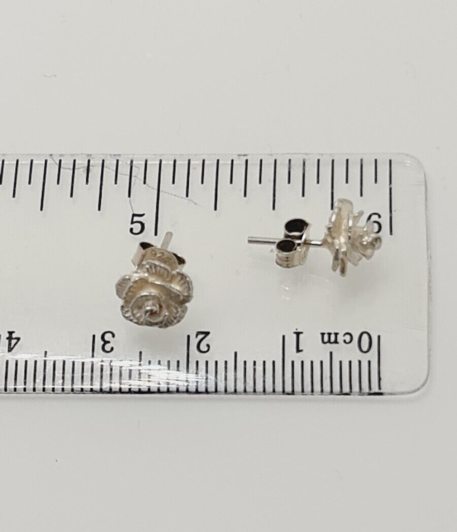 Gorgeous Solid Rose Stud Earrings 925 Solid Silve… - image 14