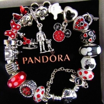 PANDORA MICKEY MINNIE Charms Bracelet Walt Minnie Mouse Valentine Gift
