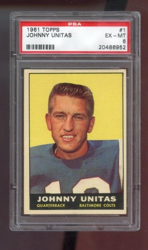 1961 Topps #1  Johnny Unitas John Unitas PSA 6 Graded Football Card NFL Colts