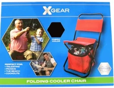Folding 2-In-1 Cooler Chair Never Used Blue W/Black Frame Stool Camping Ballpark