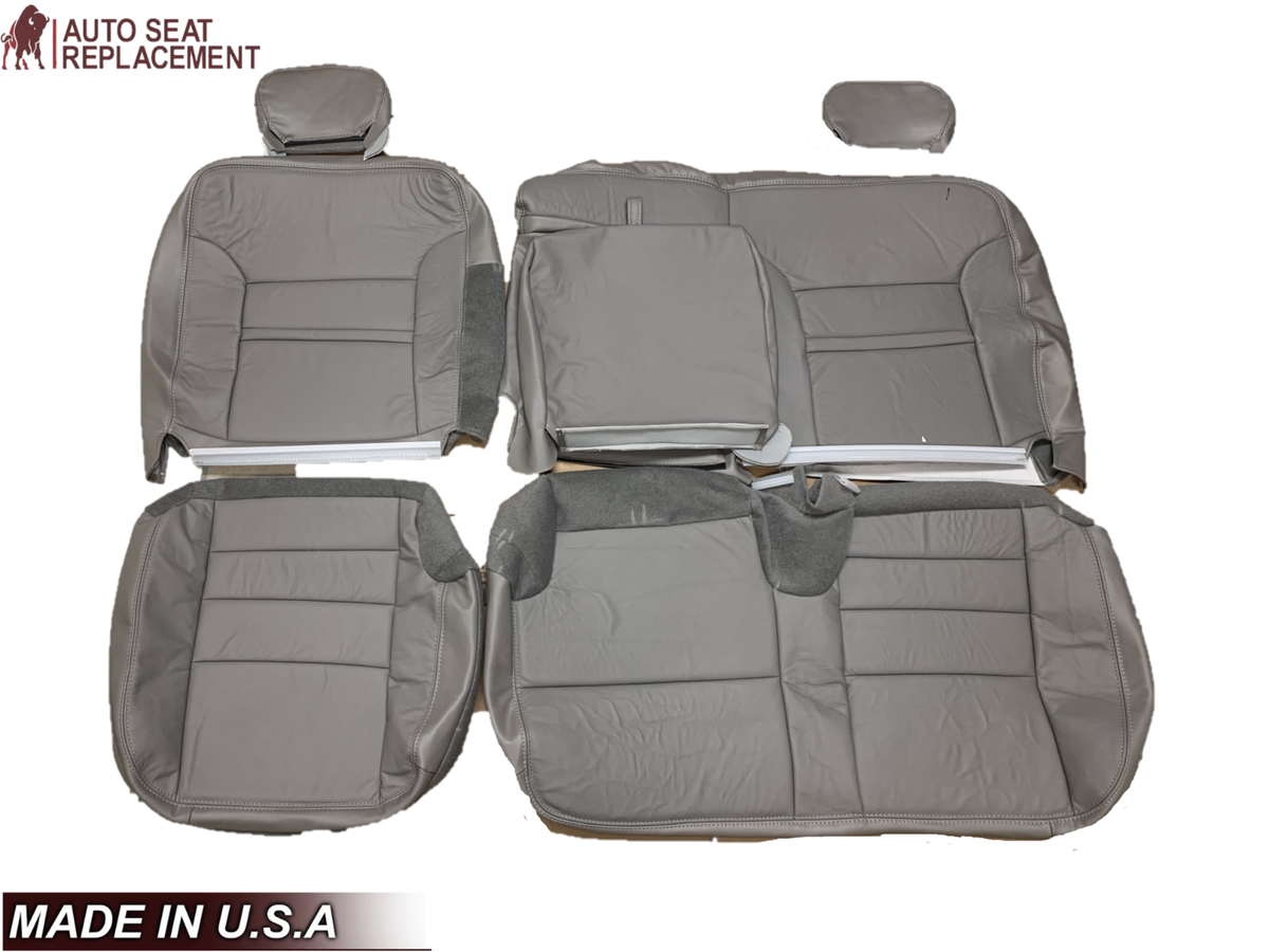 For 2000 2001 Ford Excursion Driver & Passenger Bottom & Top Seat Cover Tan/Gray