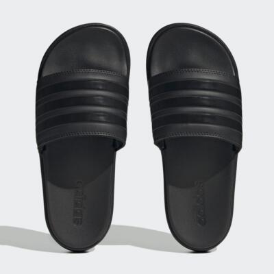 Adidas Adilette Platform Slides - Core Black - 3 Stripes Bandage