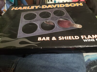 Harley Davidson Bar and Shield Flames Wine Rack Bottle HDL