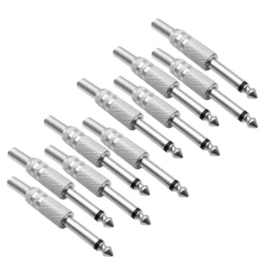 10x 6.35mm 1/4'' Male Mono Plug Audio Cable Jack Spring Connector FAST SHIP NEW