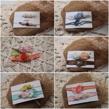 Set of 2 Baby Girls Newborn Organic Flower Tiebacks headband Photo Prop
