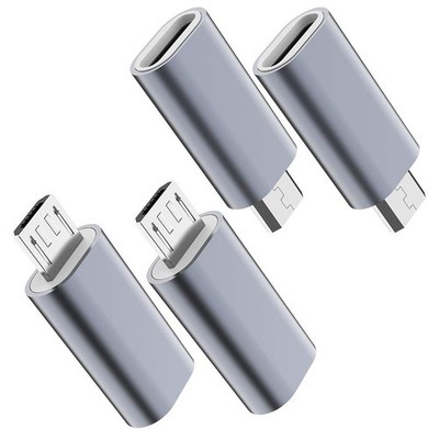 JXMOX USB C to Micro Adapter, (4-Pack) Type C Female Grey 