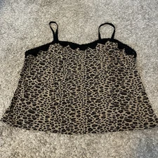 Venezia Fancy Tank Top 24 Hook-Eye Close Leopard Sleeveless EUC VTG 90s Y2K