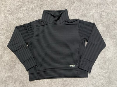 L.L.Bean Ribbed Mock Neck Pullover Womens M Black Stretch Stretchy Top Outdoor