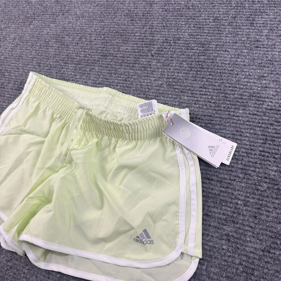 Shorts Adidas Feminino Médio Quase Limão Branco AEROREADY Corrida Carrera M20 Novo - Imagem 3 de 4