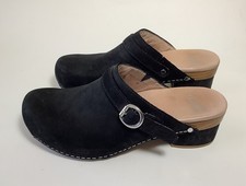 Dansko Women's Clogs Mules Slip On Shoes Sz 40 US 9.5 Black Nubuk Leather Strap