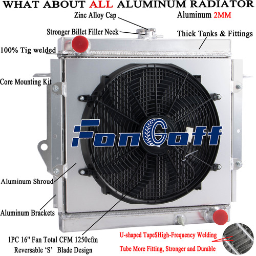 4 Row Radiator Shroud fan For 90-92 Toyota Land Cruiser FJ70/FJ73/FJ75 3F 4.0L.