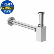 Square Bottle Trap Waste for Wash Basin Sink Bathroom Chrome 1 1/4" Modern