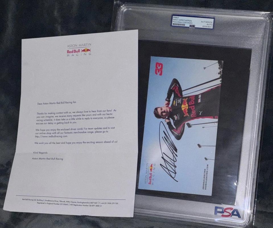Max Verstappen "2018 F1 Aston Martin Red Bull" Signed Photo Driver Card Auto PSA - Image 4 of 4