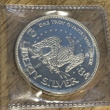 1984 Liberty Silver Bell A-Mark 1 Troy oz .999 Fine Silver Round