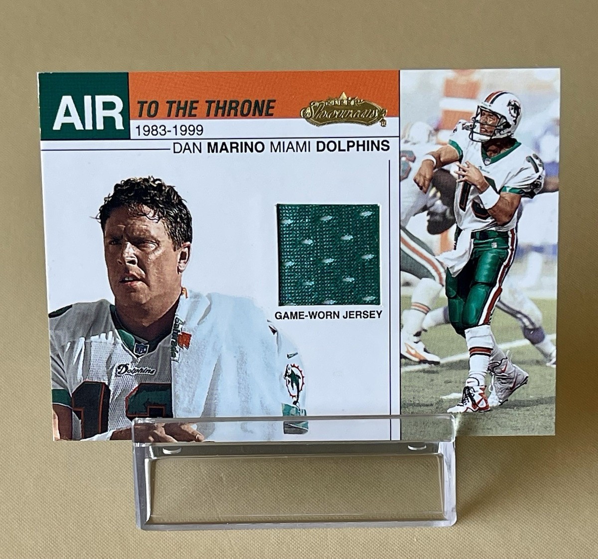 2002 FLEER SHOWCASE AIR TO THE THRONE DAN MARINO GAME-WORN JERSEY