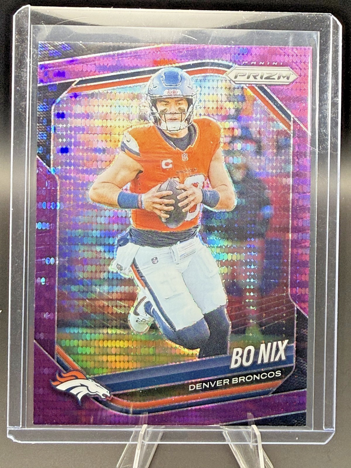 2025 Panini Prizm - Bo Nix #142 Purple Pulsar Prizm