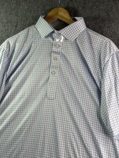 Collars  Co Blue  White Check Dress Collar Polo Shirt Men  s Large Relaxed NEW