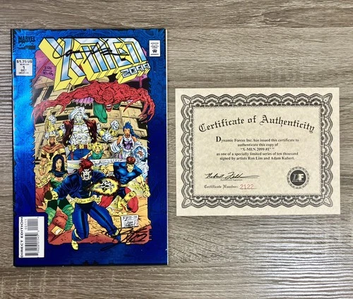 X-Men 2099 #1 (1993) - VINTAGE Lim & Kubert SIGNED w/COA - 🗝️ 1st Team App - VF