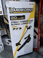 Yardworks 12" 20V Cordless String Trimmer & 350 CFM Blower Combo w/ 2 Batteries