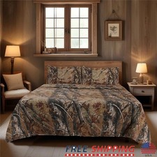 Realtree Camouflage Sheet Set Polycotton Queen Bed Fitted Pillowcases Outdoor US