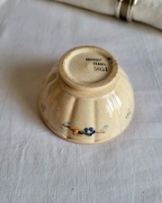 Petit Bol Ancien en Faïence Bolée Sarreguemines Beige à motif de fleurs