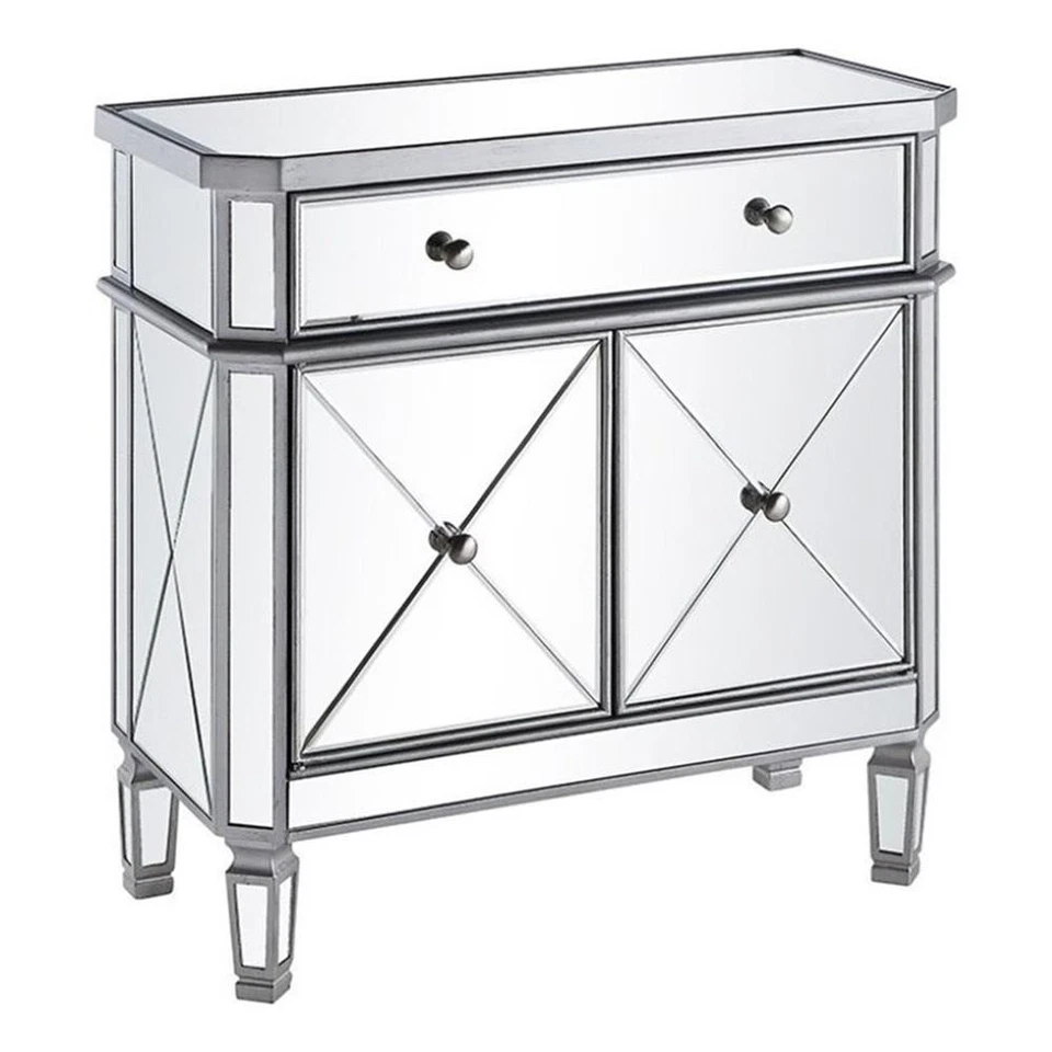 Cofre Beaumont Lane 2 puertas vidrio espejado/mármol en plata/transparente Foto 2 de 4