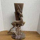Vintage 15.25" MCM Brownish Gray Royal Haeger R706 Art Deco Elk Vase 1965