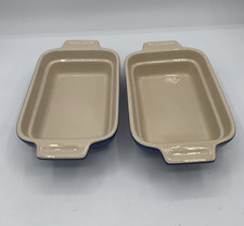 2 Le Creuset 10-40 Small Rectangular Baker Dishes 6 3/4" x 4 3/4" Blue