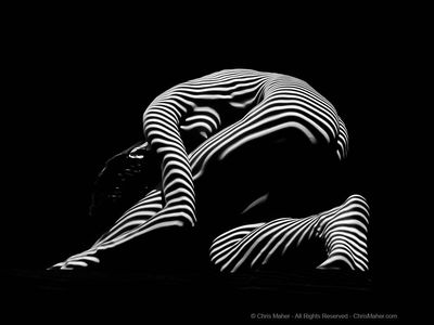 9983-DJA Arched Female Form BW Zebra Woman Lines Light Beautiful Signed Maher