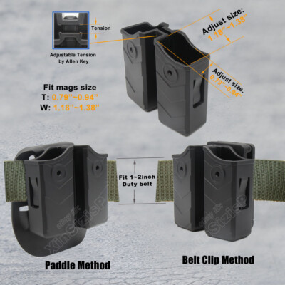 Étui Double Chargeur TEGE - 9mm/.40 S&W - Ambidextre, Polymère, Pour Pistolets (Springfield, Beretta, Etc.)