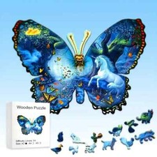 2D Holzpuzzle Schmetterling Puzzle für Erwachsene unregelmäßige Teile 17 x 22 cm