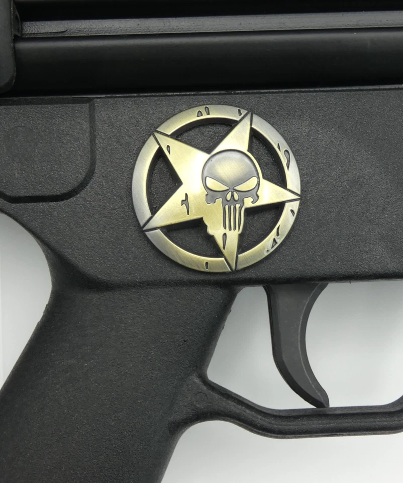 1X AR-15 AR15 Rifle Decal Emblem Punisher Theme (Bronze) Zinc Alloy - Image 2 of 4