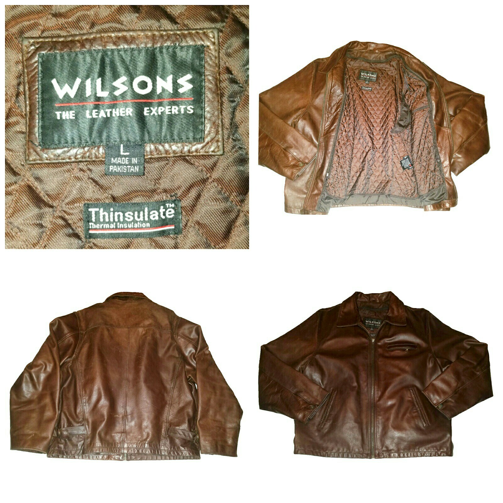 RARE VTG Wilson Leather Men's Flight Bomber Thinsulate Insulation Jacket Size L