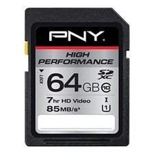 PNY High Performance SDXC 64 GB Memory Card - UHS-I U1/Class 10 P-SDXC64GU185-GE