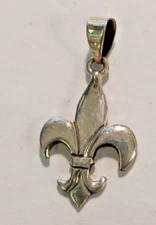 Fleur De Lis: Flat Back Shiny FDL .3925 Sterling Silver Charm ( 1.12 GRAMS) ETC5