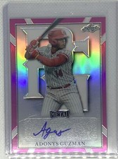 2021 LEAF PERFECT GAME METAL PINK REFRACTOR ADONYS GUZMAN AUTO #13/20