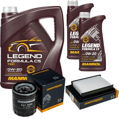 DENCKERMANN Inspektionspaket MANNOL 0W-20 Legend Formula C5 7L für Opel Karl 1.0