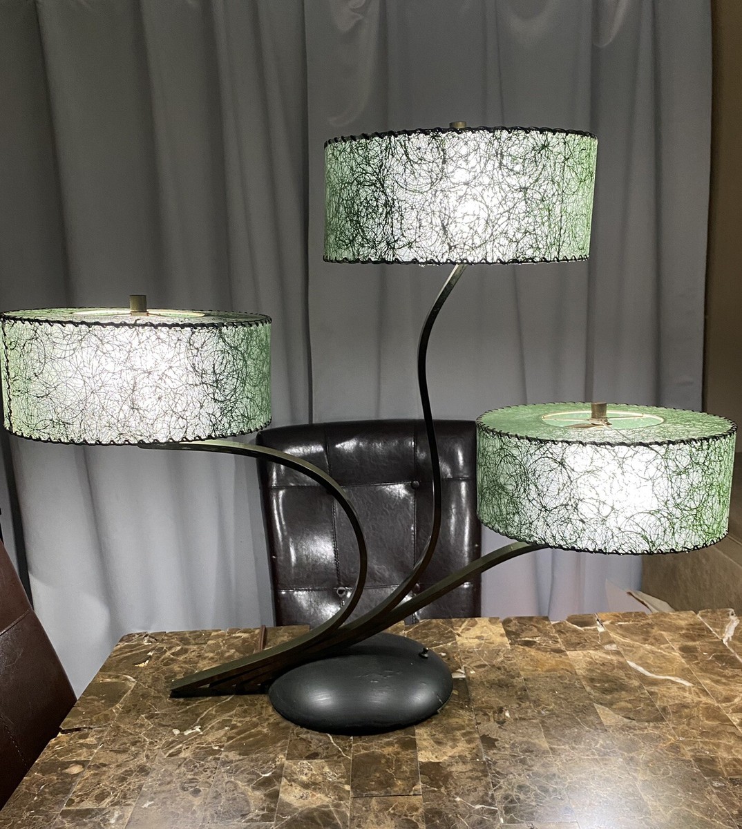 Vintage 50s Majestic Lamp Fiberglass Shades Mid Century Modern