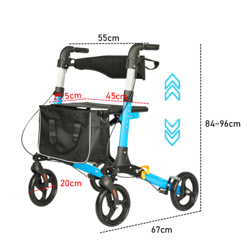 Mobility Walker Aids Frame Rollator Foldable X-Fold Walking Aid Indoor Outdoor - Picture 9 of 10