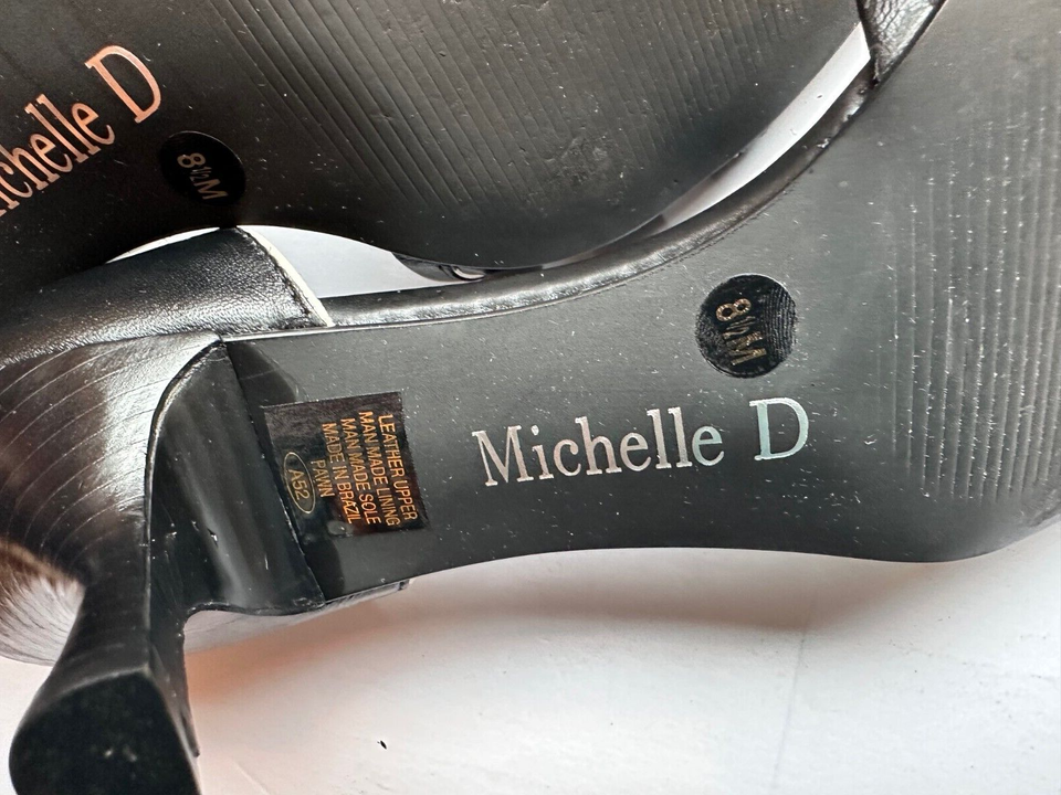 Michelle D Hi Heel Open Toe Leather Sandals Size 8.5 Made In Brazil eBay