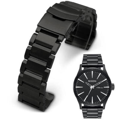 Black Metal Steel Replacement Watch Band Fits Nixon Sentry SS 42mm #5002