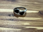Vintage Sterling Silver 925 Heart Onyx Band Ring Size 6.25