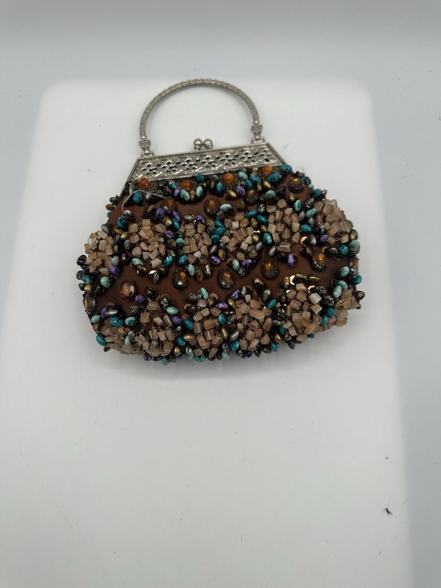 Vintage Multicolor Beaded Silver Tone Art Decor Frame Handle  display picture 1