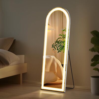 Arched Full Length Mirror with LED Lights LED with Dimming for Bedroom Cloakroom