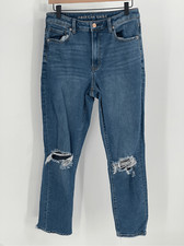 American Eagle Mom Jean Women Size 6 Distressed Blue High Rise