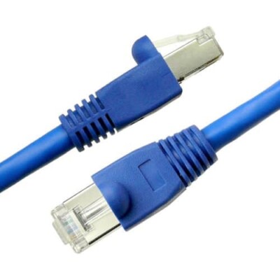 CAT6A Jumper, F/UTP, Shielded, plenum, With molded boots, 3ft, Blue color