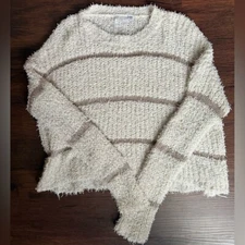 Sadie & Sage Fuzzy Metallic Striped Sweater