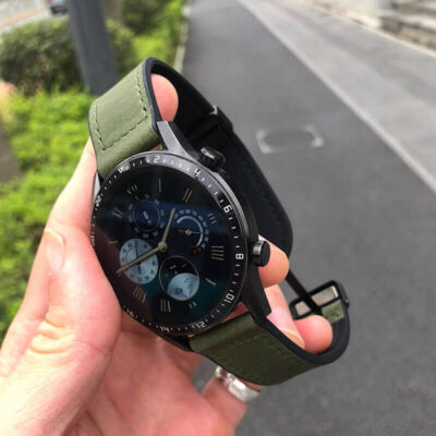 Magnetic Clasp Leather + Silicone Band Strap for Samsung Galaxy Watch 20mm 22mm